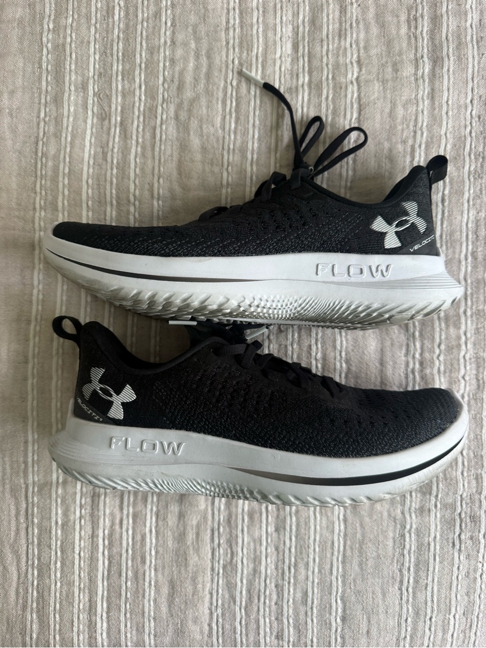 Under Armour Velociti Flow Black and White Flow Knit Running Sneakers
